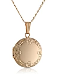 Childrens 14k Gold Filled Petite Embossed Edge Round Locket Necklace, 15"