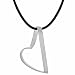 Sterling Silver Leather Chain Large Floating Heart Pendant Necklace