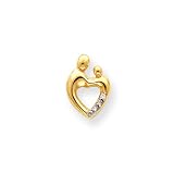 14k Heart Shaped .03ct. Diamond. Mother & Child Pendant