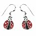 Sterling Silver Black and Red Enamel Ladybug Earrings