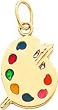 14K Yellow Gold Enameled Artist Paint Palette Charm