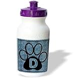 Doreen Erhardt Monogrammed Collection - Letter D Blue Cheetah Print Cat Paw - Water Bottles
