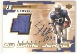 2000 Upper Deck Game Jersey Autographs Gold #SAA Shaun Alexander - Seattle Seahawks (RC - Rookie Card - Piece of Game Worn Jersey - Autographed Card) (Football Cards)