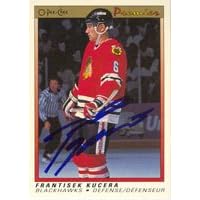 Frantisek Kucera, Chicago Blackhawks, 1991 O-Pee-Chee Premier Autographed Card