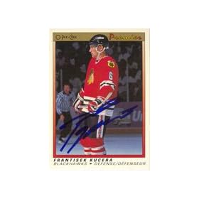Frantisek Kucera, Chicago Blackhawks, 1991 O-Pee-Chee Premier Autographed Card