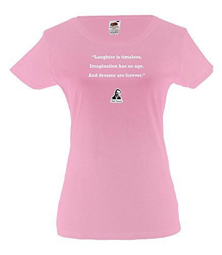Ladies printed white cotton T-Shirt Fruit of the Loom Walt Disney quote Laughter