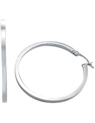 14k White Gold Large Classic Hoop Huggie Earrings 1.75"