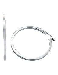 14k White Gold Large Classic Hoop Huggie Earrings 2"