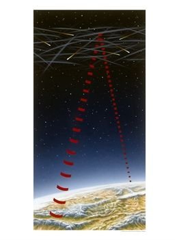 This Artwork Shows Radio Signals Bouncing off the Ionized Trails of Meteors Education Photographic Poster Print by Peter Sawyer, 48x64