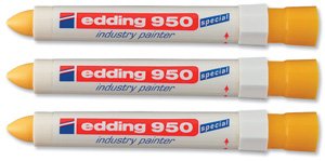 Edding 950 Industry Painter Permanent Marker Hohe Deckkraft Durable 10mm Yellow Line Ref. 950-005 [Pack 10]