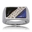 Quartz, Black Onyx & Diamond Ring Crafted in Solid White Gold