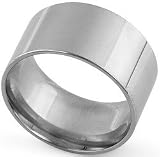 18K White Gold Flat Comfort-Fit Wedding Band with Polished Finish, 10mm Wide