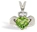 14K White Gold Genuine Heart Peridot and Diamond Celtic Claddagh Pendant