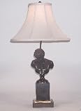 Bronze Roman Bust Mounted on Wood Table Lamp