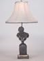 Frederick Cooper Bronze Roman Bust Mounted on Wood Table Lamp