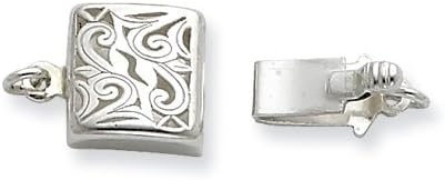 Sterling Silver 7.8mm Scroll Design Square Pearl/Bead Clasp