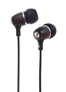 Symphonized NRG BLING Premium Genuine Wood In-ear Noise-isolating Headphones with Mic and Nylon Cable (Black)