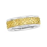 14K Two-Tone Gold Celtic Inspired Wedding Band For Men and Women - Sizes 5 - 12.5