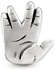 Genuine Ohm Beads (TM) Product. 925 Sterling Silver Live Long And Prosper Hand Sign Bead Charm. 100% Satisfaction Guaranteed.