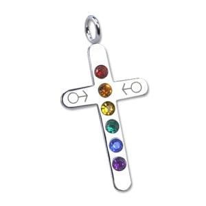 Cross Stainless Steel Pendant With Rainbow