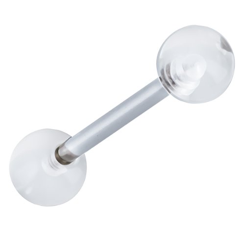 Clear Acrylic UV Reactive Tongue Ring Barbells