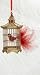 Asian Fusion Pagoda Shaped Birdcage with Red Bird and Feather Christmas Ornament
