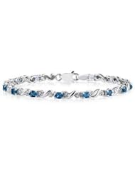 10k White Gold Diamond and Sapphire Bracelet