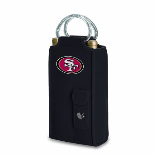 NFL San Francisco 49ers Metro Brunello Insulated Neoprene Two-Bottle Wine Tote with Corkscrew, Black