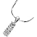 14K White Gold Created Moissanite 3 Stone Pendant
