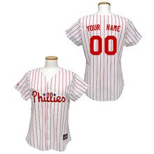 MLB Women's Philadelphia Phillies Replica Jersey Personalized (White/Scarlet Pinstripe, XX-Large)