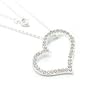 White Crystal Large Floating Heart Silver-Tone Pendant Necklace