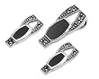 Sterling Silver Marcasite Pendant and Earrings Set - Black Onyx wiith Clear CZ