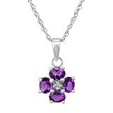 14k White Gold Amethyst Floral Pendant
