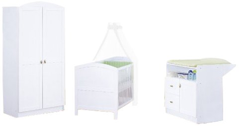 Pinolino 100025 - Kinderzimmer Laura wei&szlig;, bestehend aus 2-t&uuml;rigem Schrank, Wickelkommode  Preisvergleich