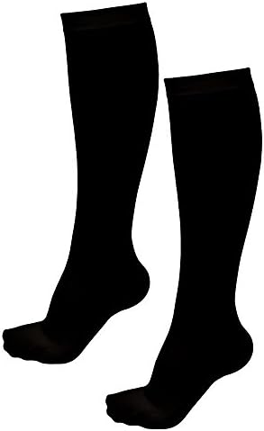 Pack of 2 Pairs Which Is 4 Knee to Upper Calf High Compression Socks for Women with Shoe Sizes From 7-9.5 USA and Men with Shoe Sizes From 6-8.5 USA Compression Stockings