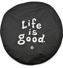 Life is Good Coin Tire Cover, Black, 29-Inch