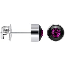 5mm Bezel February Birthstone Stud Earrings