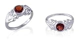 Round Cut Garnet Ring Sterling Silver