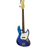 AB 43 Inch Bass Guitar with Carrying Bag and Accessories - Transparent Blue