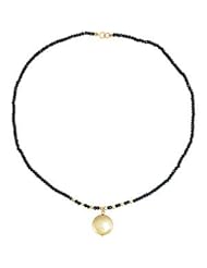 Genuine Ibiza 14K Yellow Gold Black Spinel & en Freshwater Cultured 16.00 Inch Pearl Necklace Grams 0.5.100% Satisfaction Guaranteed.