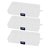 uxcell　ストレージボックス　オーガナイザーボックス　プラスチック　長方形　透明　15スロット　3個入り