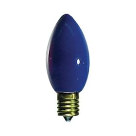 7 Watt Ceramic Blue C9 Light Bulb / Intermediate Base / Incandescent Christmas Light Bulb / Holiday Light Bulb