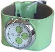 Wide Band Lime leather strap wrist watch circular lime