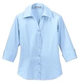 NEW Port Authority - Ladies 3/4 Sleeve Open Neck Blouse Light Blue-L