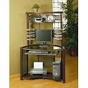 Computer Center - Corner Computer Desk - 60175 - (Pewter/Rosewood/Bronze/Glass