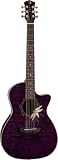 Luna Flora Passionflower Acoustic Guitar, Tranz Purple/Quilted Maple