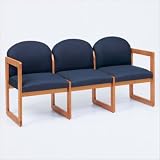Classic Series 3 Seat Sofa (round back) Finish: Black, Material: Jamestown Antique Blue Vinyl