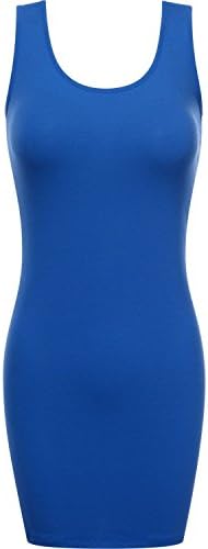 FPT Womens Basic Extra Long Fitted Tunic Tank Top (S-3XL) FPAWTTK026_Royal Large