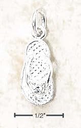 Sterling Silver April CZ Birthstone Flip Flop Charm - JewelryWeb