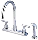 Kingston Brass KS8791CML Manhattan Twin Lever Handles Kitchen Faucet With Plastic Side Spray - Chrom
